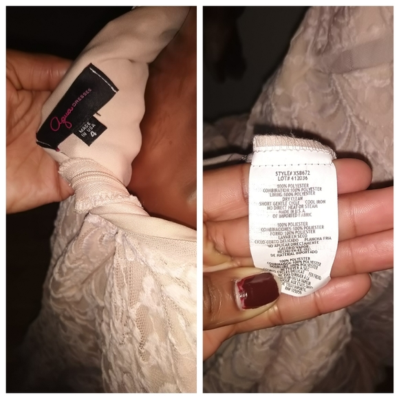 Women's Aqua beige illusion inset lace gown - Picture 6 of 14